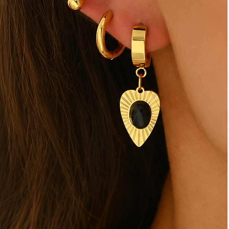 Amuleto Black Stone Heart Set
