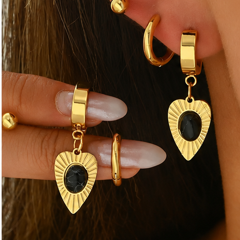 Amuleto Black Stone Heart Set