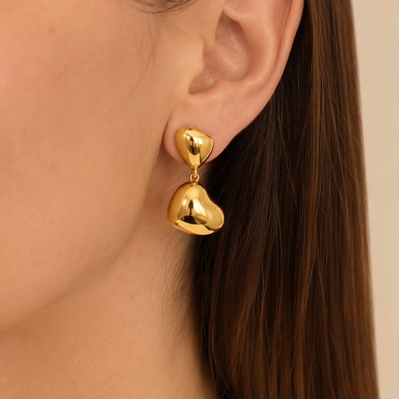 Cuore Double Heart Drop Earrings