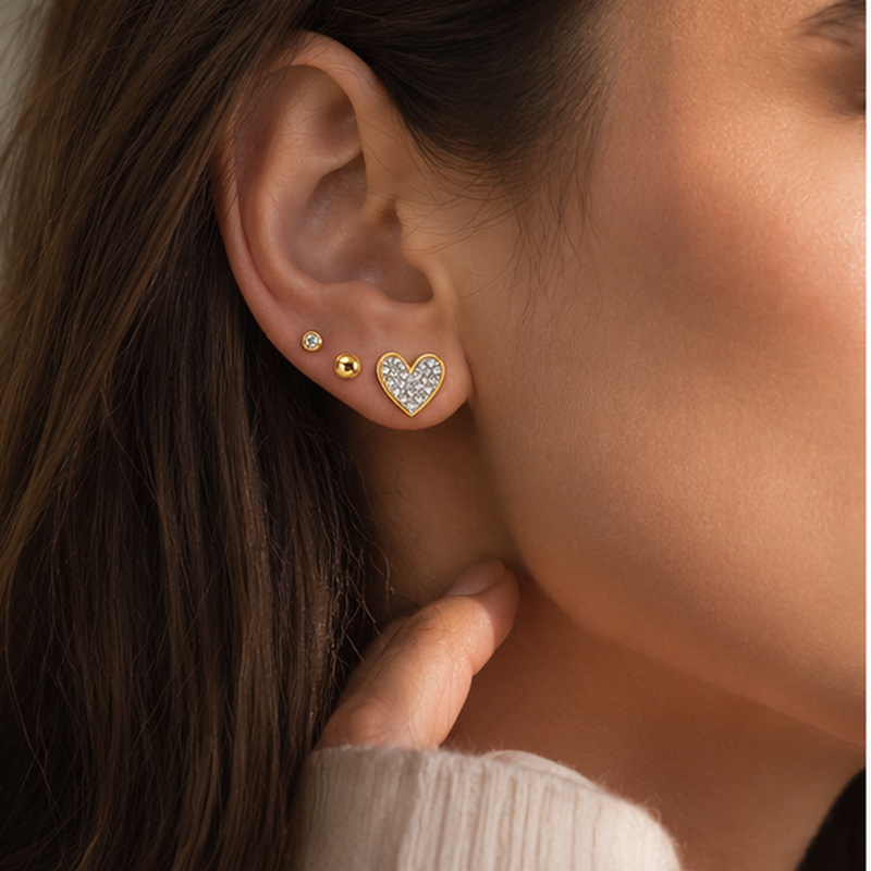 Cuoricino Heart Stud Set — Detailansicht