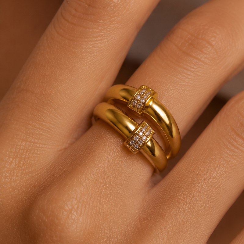 Doppio Pavé Wrap Ring