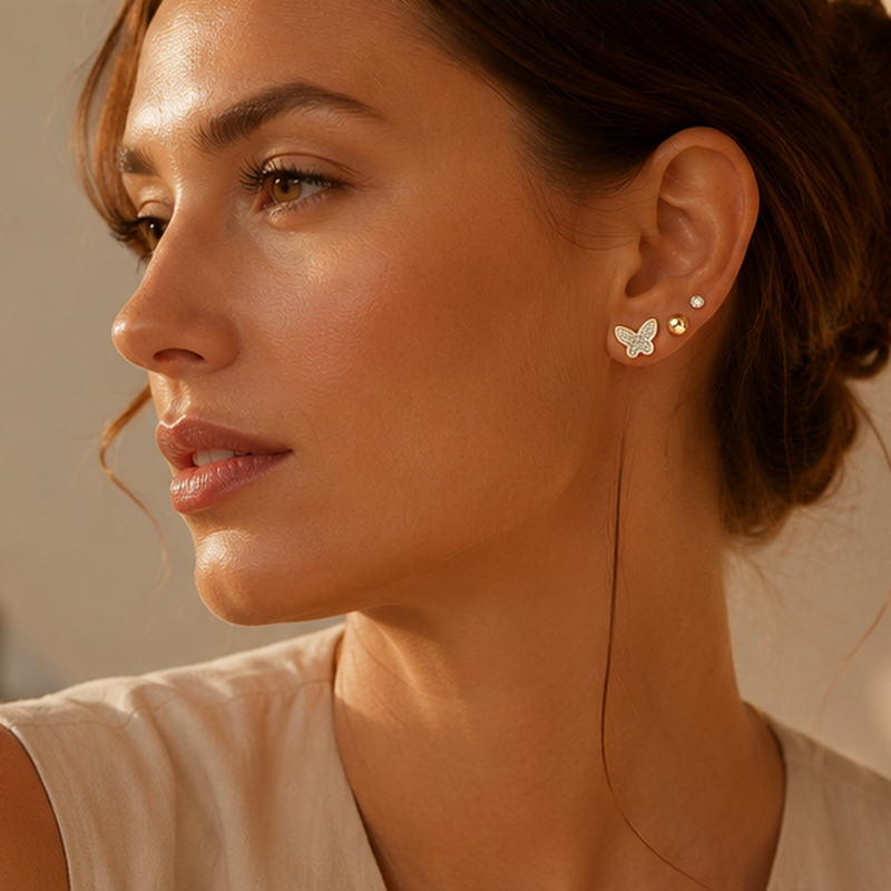 Farfalla Butterfly Stud Set — Detailansicht