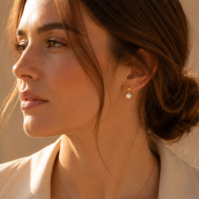 Fiocchetto Pearl Bow Earrings — Detailansicht