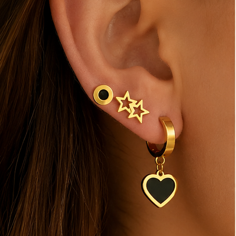 Notte Black Heart Charm Set