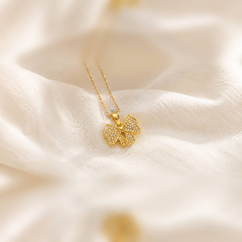 Regalo Pavé Bow Necklace