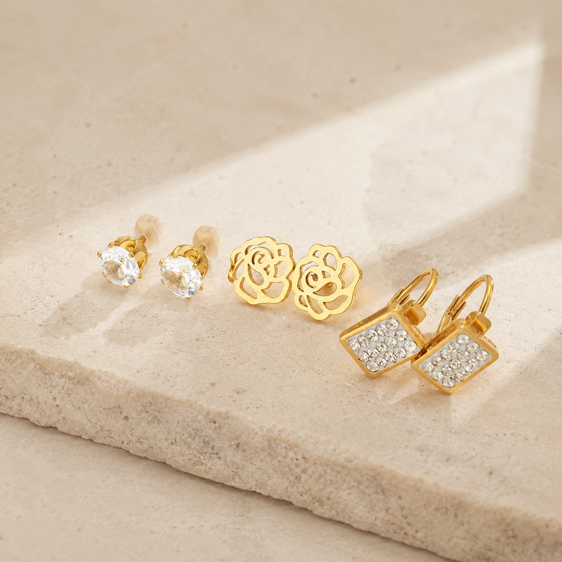 Rosa Flower Stud Set