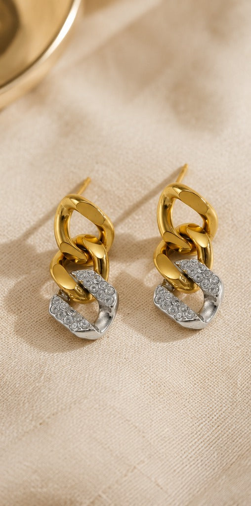 Cuban Two-Tone Chain Earrings