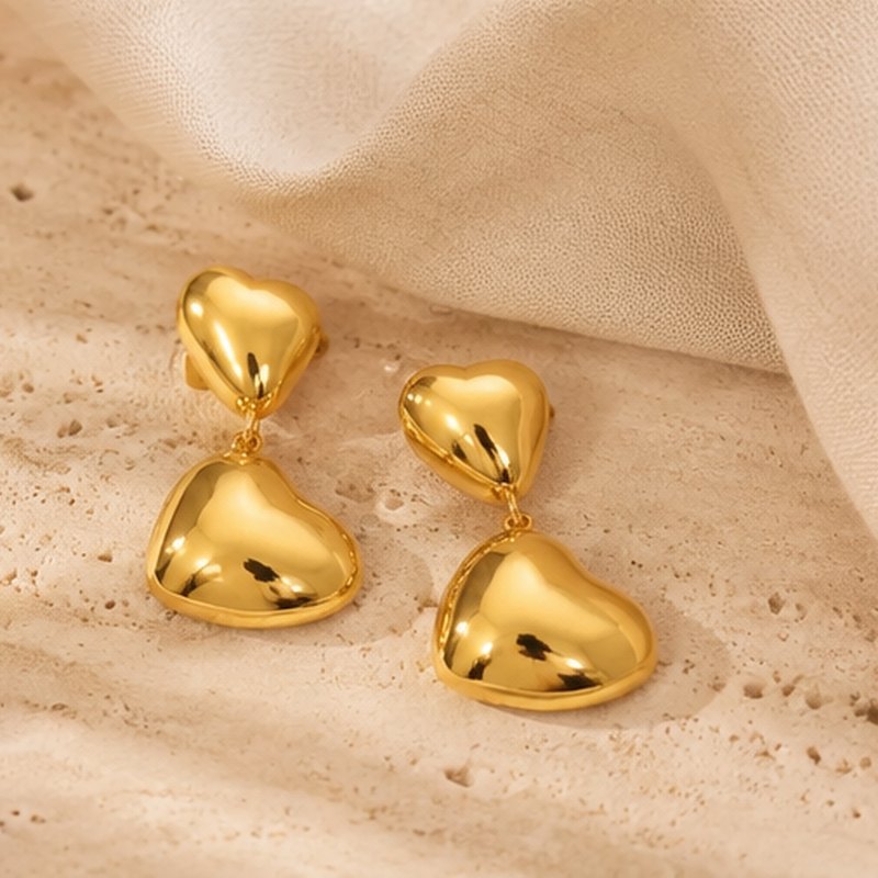 Cuore Double Heart Drop Earrings