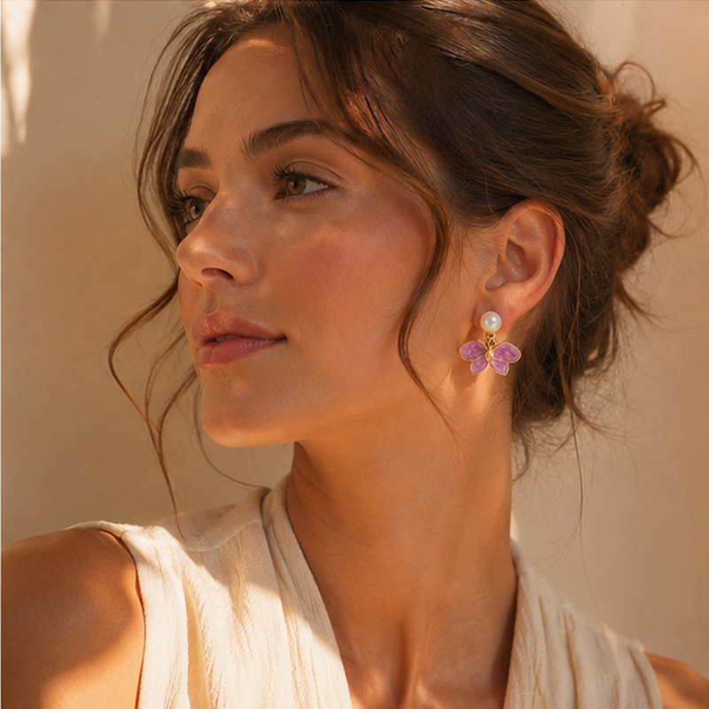 Petalo Pearl Drop Earrings — Detailansicht