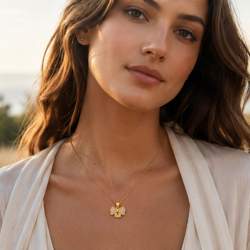 Regalo Pavé Bow Necklace